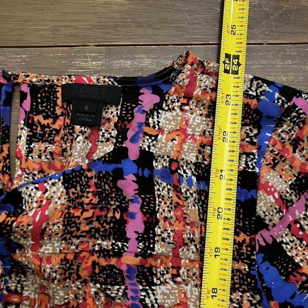 J. Crew Collection Blouse Womens Size 6 100% Silk‎ Bright Career Long Sleeve